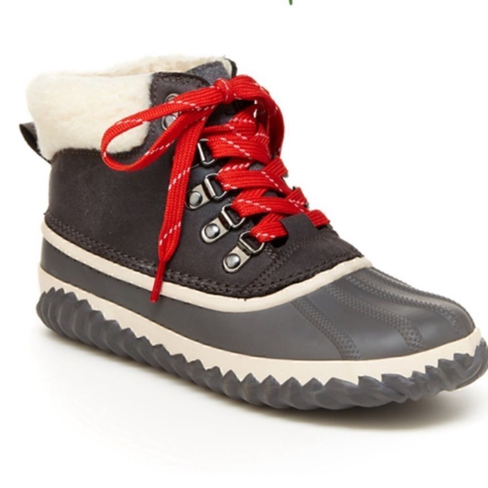 JBU by Jambu Lizzy Waterproof Grey/Red Lace Up Duck Boots. Size 7.5.